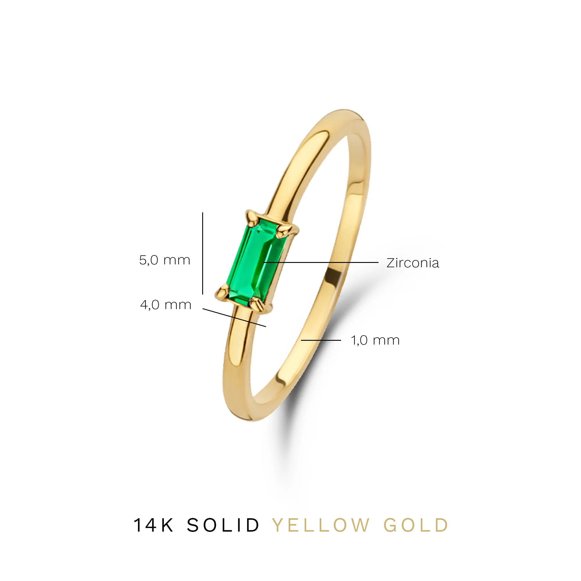 Baguette Vere 14 karat gold ring with zirconia stone - Image 7