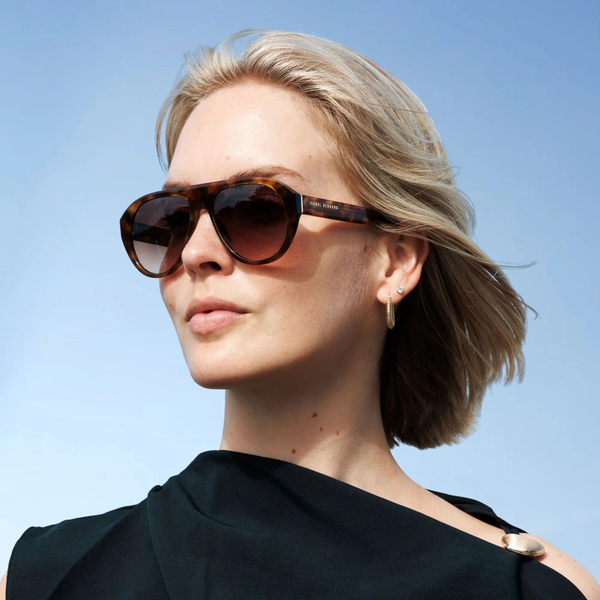 La Villette Mila brown tortoise bold aviator sunglasses with brown lenses - Image 2